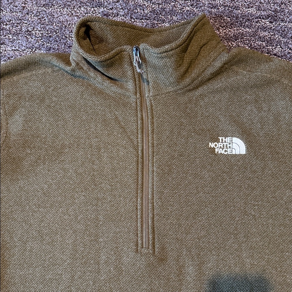The North Face Sweater Mens Large Green Quarter Zip Fleece Pullover Outdoor